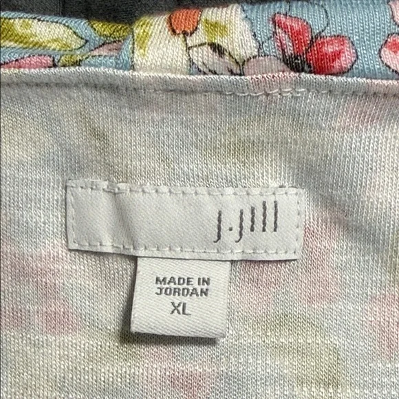 J Jill women’s size XL Blue Floral Jersey Short Sleeve Layered Dress pockets - Picture 10 of 11